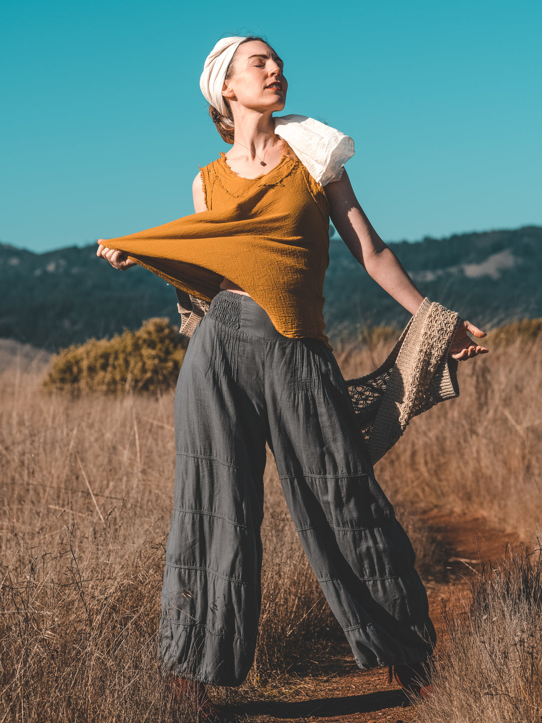 Gauze Yoga Pants, Handmade, Women's 100% Cotton Clothing – Cotton Flower  Clothing